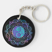 Blauer und violetter Mandala Schlüsselanhänger (Rückseite)