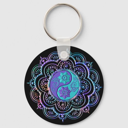 Blauer und violetter Mandala Schlüsselanhänger (Vorderseite)