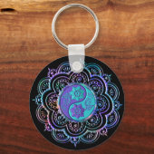 Blauer und violetter Mandala Schlüsselanhänger (Vorderseite)