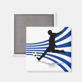 Blauer und Weiß-Fußball-Spieler Magnet (Vorderseite/Rückseite)