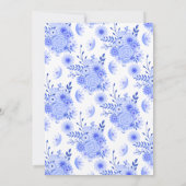 Blauer und weiße Blume Brautdusche Einladung (Rückseite)
