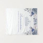 Blauer und Weiße Blume| Hintergrund der Quinceaner Wandteppich (Vorderseite (Horizontal))