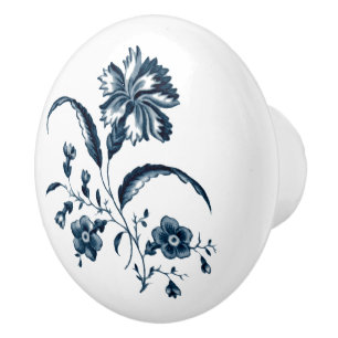 Blauer und weiße Blume Keramikknauf