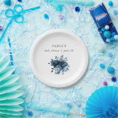 Blauer und weiße Blütendusche Pappteller (Party)
