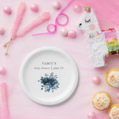 Blauer und weiße Blütendusche Pappteller (Party)