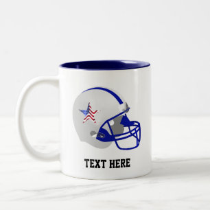Blauer und weißer American-Football-Helm Zweifarbige Tasse