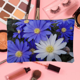 Blauer und weißer Anemon Zubehörtasche