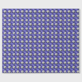 Blauer und weißer Anemone Blumenmuster Geschenkpapier (Flach)