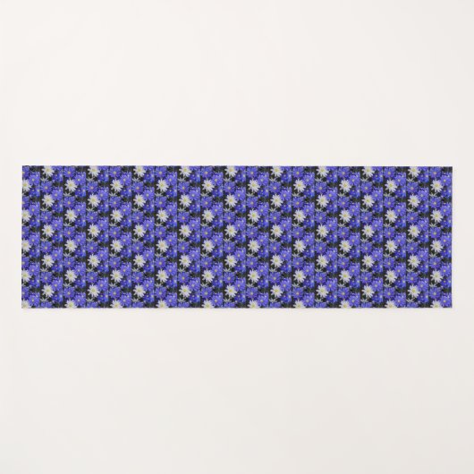 Blauer und weißer Anemone Blumenmuster Yogamatte (Vorderseite (Horizontal))