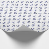 Blauer und weißer Ankerlostermuster Geschenkpapier (Ecke)