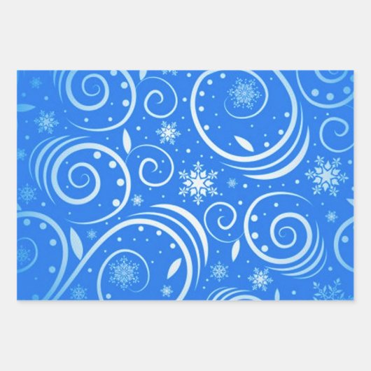 Blauer und weißer arktischer Swirl Geschenkpapier Set (Vorderseite 2)