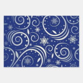 Blauer und weißer arktischer Swirl Geschenkpapier Set (Vorderseite)