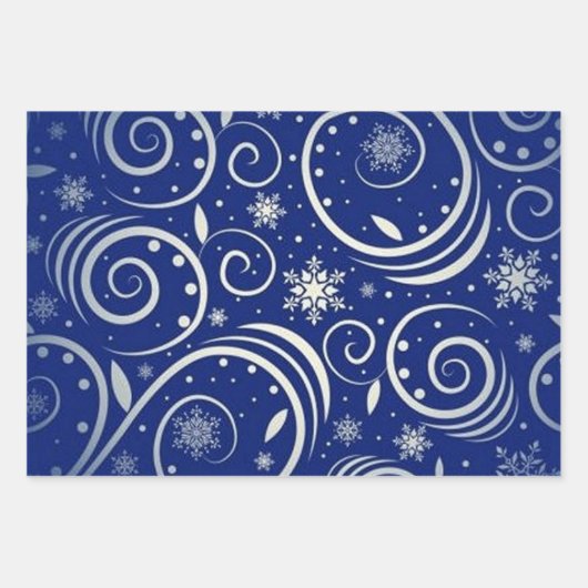 Blauer und weißer arktischer Swirl Geschenkpapier Set (Vorderseite)