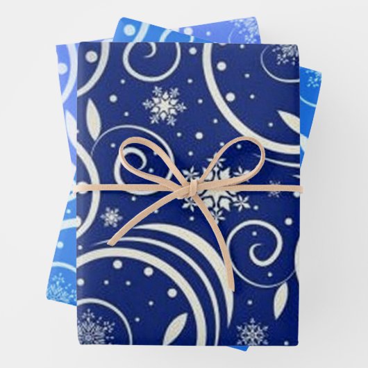 Blauer und weißer arktischer Swirl Geschenkpapier Set (Beispiel)