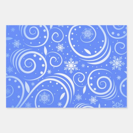 Blauer und weißer arktischer Swirl Geschenkpapier Set (Vorderseite 3)