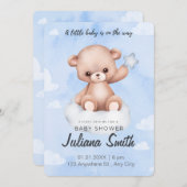 Blauer und weißer Babydusche zur Einladung (Vorne/Hinten)