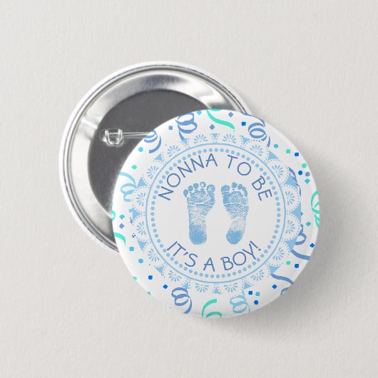 Blauer und weißer Babyduschknopf Button (Vorne & Hinten)