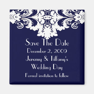 Blauer und weißer Barock-Save the Date Magnet