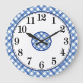 Blauer und weißer Bauernhof Große Wanduhr (Vorderseite)