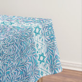 Blauer und weißer belaubter Davidsstern Grenze Tischdecke (Beispiel)