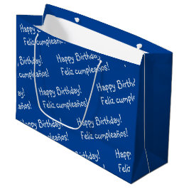 Blauer und weißer bilingual Happy Birthday Große Geschenktüte