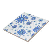 Blauer und weißer Blume Power Retro Fliese (Seite)