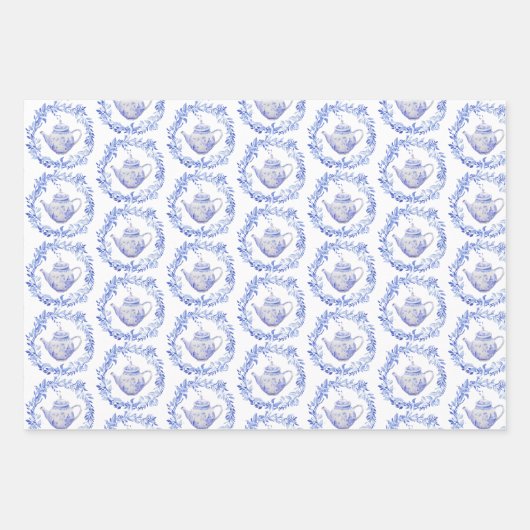 Blauer und weißer Blumenkohl mit Birnen Geschenkpapier Set (Vorderseite 3)