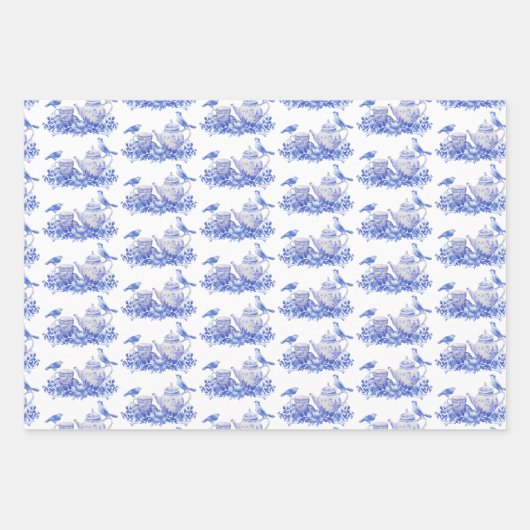 Blauer und weißer Blumenkohl mit Birnen Geschenkpapier Set (Vorderseite 2)