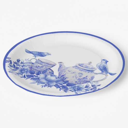 Blauer und weißer Blumenkohl mit Birnen Pappteller (Schrägansicht)