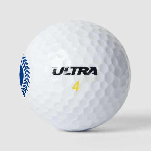 Blauer und weißer Blumenkreislauf & Nautikanker Golfball (Logo)