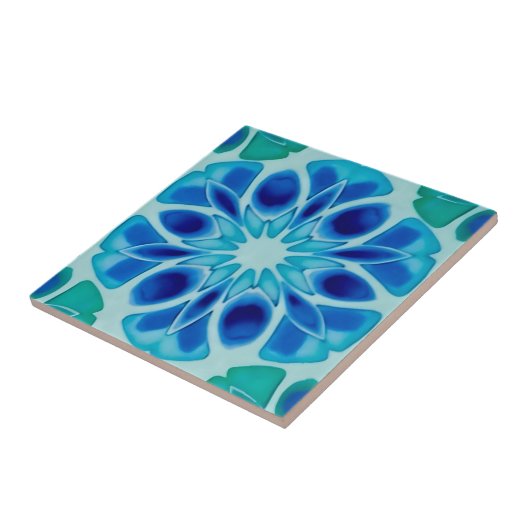 blauer und weißer Blumenmuster Fliese (Seite)