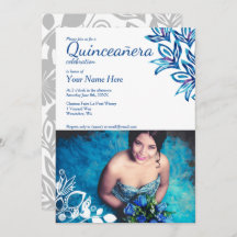 Blauer und weißer Blumenstrauß Quinceñera Foto Ein