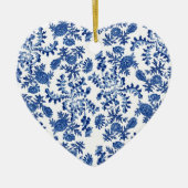 Blauer und weißer Blumenzauber Keramikornament (Vorne)