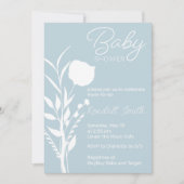 Blauer und weißer Blütenbabwuchs Einladung (Vorderseite)