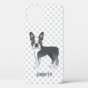 Blauer und weißer Boston-Terrier-Cartoon-Hund & Na Case-Mate iPhone Hülle