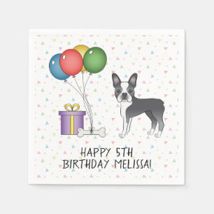 Blauer und weißer Boston Terrier Süßer Hund - Gebu Serviette
