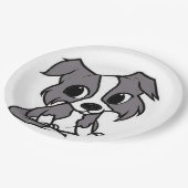 blauer und weißer Cartoon des Grenzcollien Pappteller (Schrägansicht)