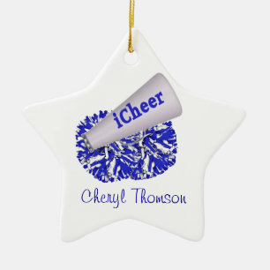 Blauer und weißer Cheerleader Keramikornament