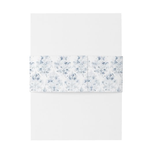 Blauer und weißer Damast Einladung Bauchband Einladungsbanderole (Rückseitenbeispiel)