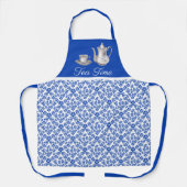 Blauer und weißer Damast mit Teebeutel und Cup Schürze (Vorderseite)