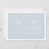 Blauer und weißer Damast Sip und Einladung sehen (Vorderseite)