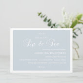 Blauer und weißer Damast Sip und Einladung sehen (Stehend Vorderseite)