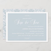 Blauer und weißer Damast Sip und Einladung sehen (Vorne/Hinten)