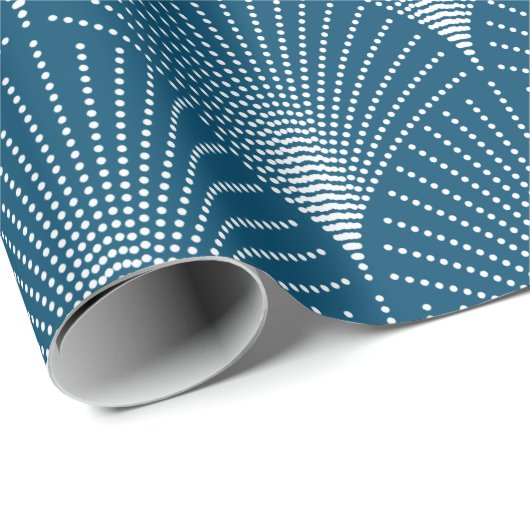 Blauer und weißer Deko nahtlos Muster 2 Geschenkpapier (Rolleneckpunkt)