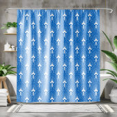 Blauer und weißer Deko - nahtloses Muster Duschvorhang