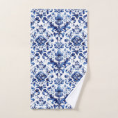 Blauer und weißer Delft-Stil Blumenmuster Badhandtuch Set (Handtuch)