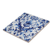 Blauer und weißer Delft-Stil Blumenmuster Fliese (Seite)