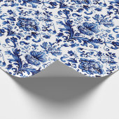 Blauer und weißer Delft-Stil Blumenmuster Geschenkpapier (Ecke)
