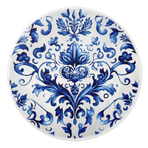 Blauer und weißer Delft-Stil Blumenmuster Keramikknauf
