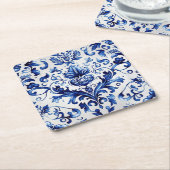Blauer und weißer Delft-Stil Blumenmuster Rechteckiger Pappuntersetzer (angewinkelt)